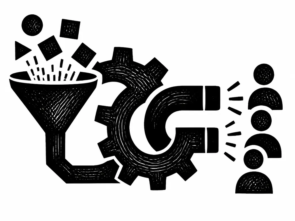 Leads generation woodcut icon