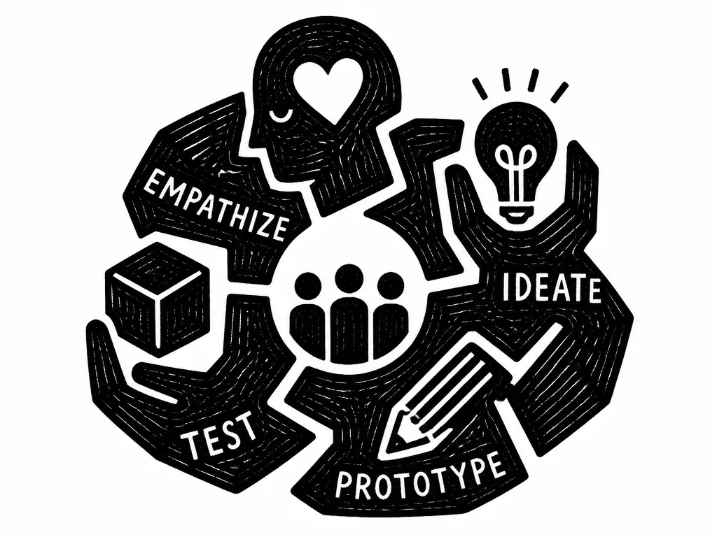 Design thinking woodcut icon
