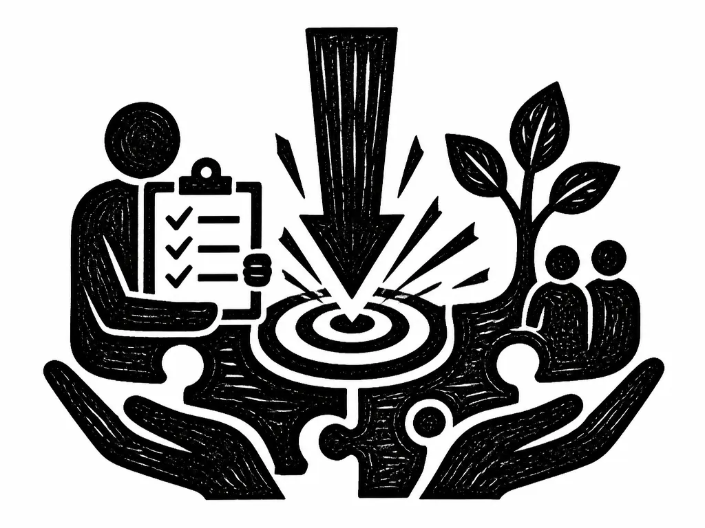 Impact assessment woodcut icon