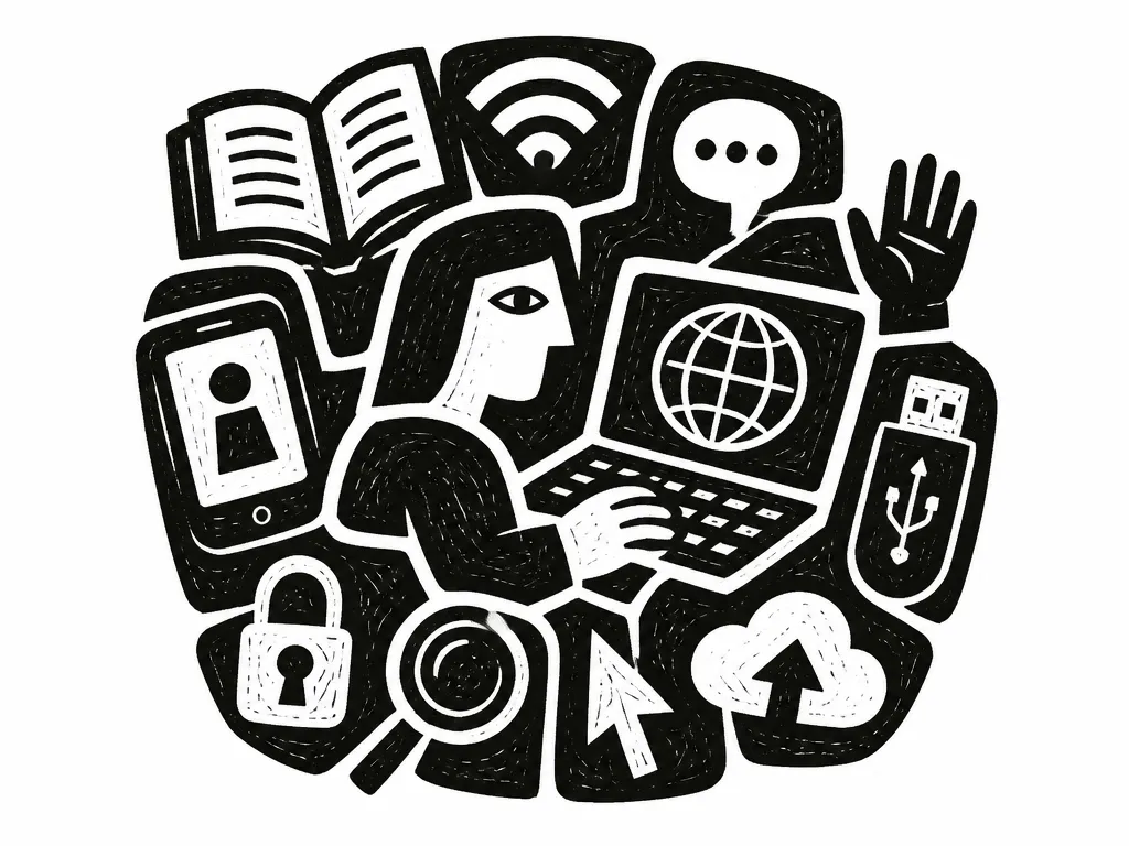 Sustainability research woodcut icon