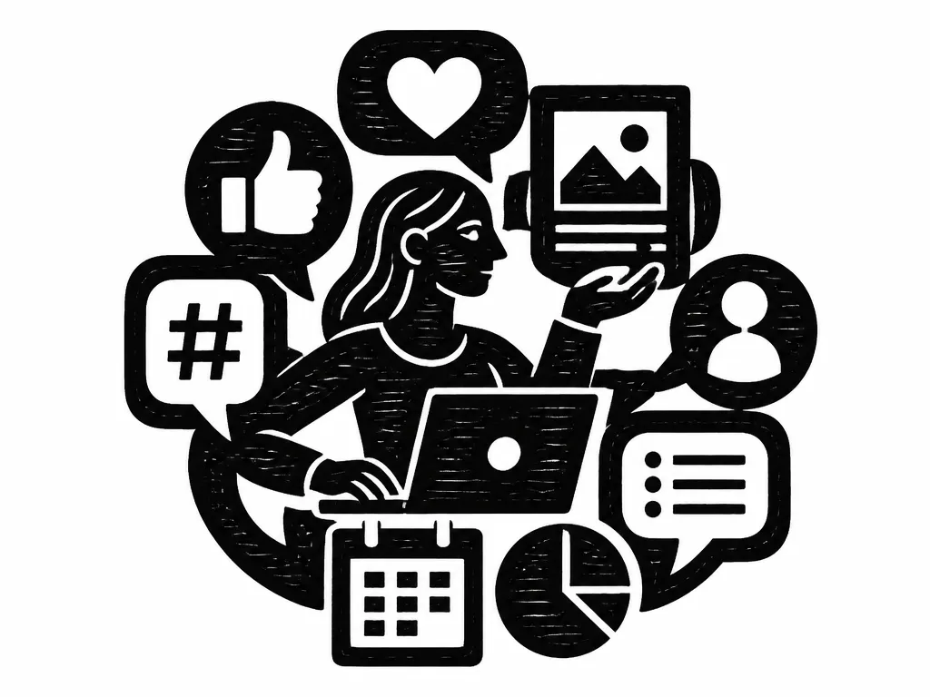 Social listening woodcut icon